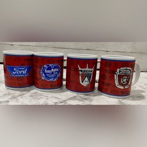 FORD MOTOR CO Vtg Style Logo Coffee Mugs Set Of 4 OFFICIALLY LICENSED